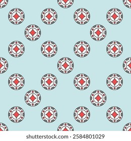 Diamonds Poker Chip vector concept colored seamless pattern or background