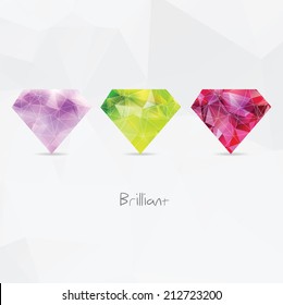 Diamonds. Polygonal geometric symbols - vector set
