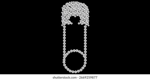 Diamantes Strass Segurança Pin Vetor Ilustração.	
