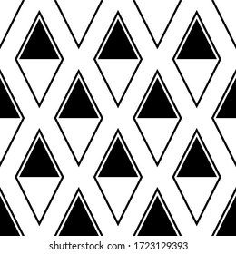 Diamonds, rhombuses, lozenges, tiles seamless pattern. Tribal wallpaper. Geometric image. Ethnic ornate. Folk ornament. Geometrical background. Retro motif. Ethnical textile print. Abstract vector.