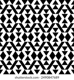 Diamonds, rhombuses, lozenges, tiles, triangles, arrows seamless pattern. Folk ornament. Geometric image. Ethnic ornate. Tribal wallpaper. Geometrical background. Retro motif. Ethnical textile print.