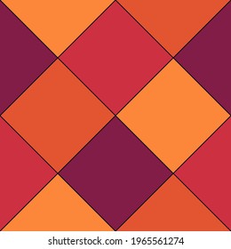 Diamonds, rhombuses seamless pattern. Tiles, squares, checks backdrop. Ethnic ornate. Folk ornament. Geometric image. Tribal wallpaper. Geometrical background. Retro motif. Ethnical textile print.