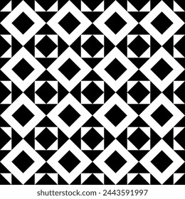 Diamonds, rhombuses, triangles seamless pattern. Folk ornament. Geometric image. Ethnic ornate. Tribal wallpaper. Geometrical background. Retro motif backdrop. Ethnical textile print. Abstract vector