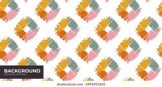 Diamonds, seamless pattern of pink, green, yellow and orange. Vector illustration made of squares. Geometric pattern in Scandinavian style for background design, packaging, wallpaper, textile