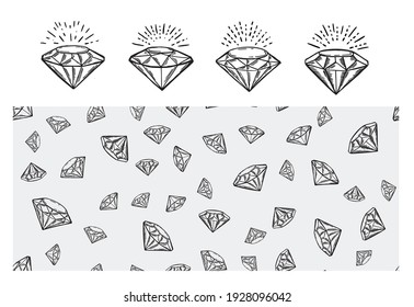 Diamonds set, Hand drawn style, vector illustration.