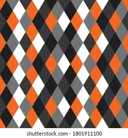 Diamonds shape with orange, gray, black and white.  Seamless pattern vector on white background.