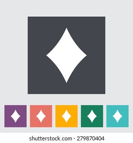 Diamonds suit. Single flat icon on the button. Vector illustration.
