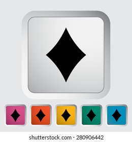 Diamonds suit. Single flat icon on the button. Vector illustration.