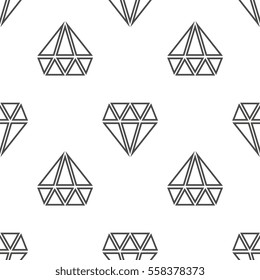 Diamonds vector seamless pattern in black and white. Linear background illustration.