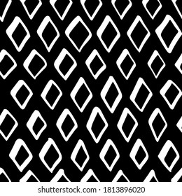 Diamonds. Vector seamless pattern. Handdrawn with brush and traced. Black and white, customized color.  For printing on fabric or paper. Simple abstract graphic surface pattern design.
