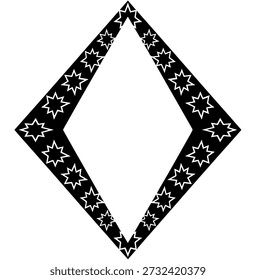 Diamond-shaped border with star patterns, black and white vector frame for unique certificates, awards, or artistic borders.