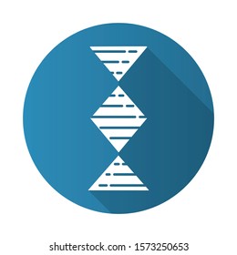 Diamond-shaped DNA Helix Blue Flat Design Long Shadow Glyph Icon. Deoxyribonucleic, Nucleic Acid. Spiraling Strand. Chromosome. Molecular Biology. Genetic Code. Vector Silhouette Illustration