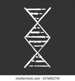 Diamond-shaped DNA helix chalk icon. Deoxyribonucleic, nucleic acid structure. Spiraling strand. Chromosome. Molecular biology. Genetic code. Genome. Genetics. Isolated vector chalkboard illustration