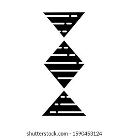 Diamond-shaped DNA helix glyph icon. Deoxyribonucleic, nucleic acid. Chromosome. Molecular biology. Genetic code. Genome. Genetics. Silhouette symbol. Negative space. Vector isolated illustration