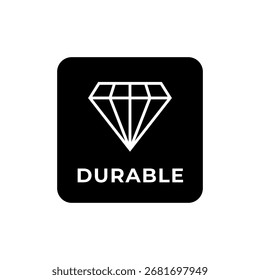 Um ícone em forma de diamante com a palavra "DURÁVEL" no interior.