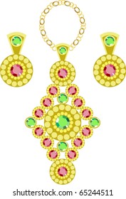 diamond-shaped pendant  with earrings