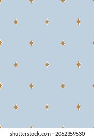 Diamond-shaped stars small scaled regular vector seamless pattern. Boho starry phone wallpaper. Sky neutral screen background.