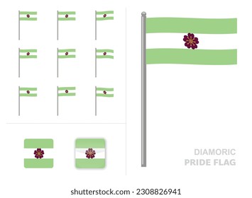 Diamoric Pride Flag Wave Animation App Icon Vector