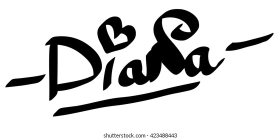 Diana female name street art design. Graffiti tag Diana.