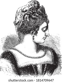 Diana of Poitiers, Vintage engraving. From Popular France, 1869.