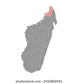 Diana region map, administrative division of Madagascar. Vector illustration.