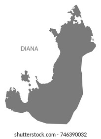 Diana region map of Madagascar grey illustration silhouette shape