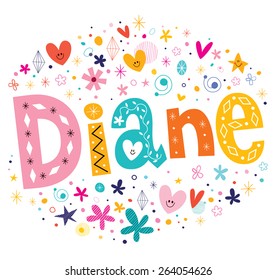 Diane girls name decorative lettering type design