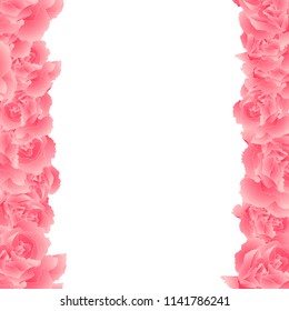 Dianthus caryophyllus - Pink Carnation Flower Border. Vector Illustration. 