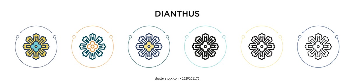 Dianthus icon in filled, thin line, outline and stroke style. Vector illustration of two colored and black dianthus vector icons designs can be used for mobile, ui, web