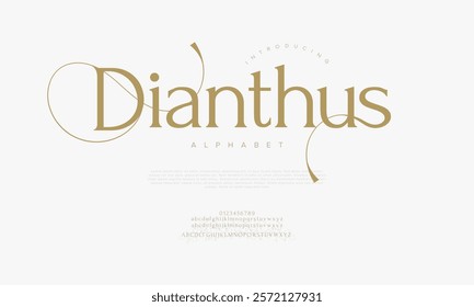 Dianthus typography beauty fashion elegant minimalist serif italic fonts decorative wedding vintage retro logos. Minimal luxury font alphabet logo. Vector illustration