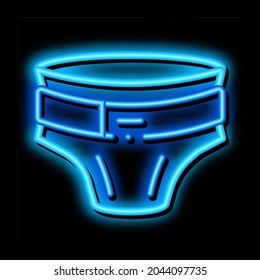 Diaper With Belt neon light sign vector. Glowing bright icon Diaper With Belt sign. transparent symbol illustration