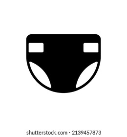 Icono de glifo aislado del vector de diseño de pañales. Símbolo gráfico para niños y recién nacidos sitio web y diseño de aplicaciones, logotipo, aplicación, interfaz de usuario
