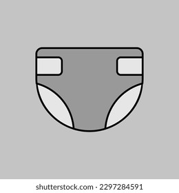 Diaper design vector isolated grayscale icon. Graph symbol for children and newborn babies web site and apps design, logo, app, UI