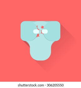 Diaper flat icon. Available as an icon of children's section of the store. Stock vector.