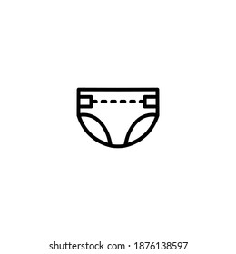 Diaper icon. Baby icon. Simple, flat, outline, black.