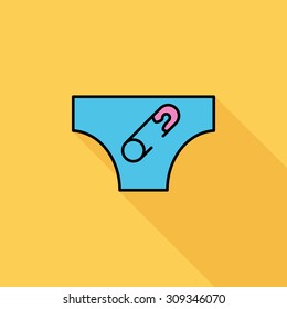 Diaper icon. Flat vector related icon with long shadow for web and mobile applications. It can be used as - logo, pictogram, icon, infographic element. Vector Illustration.