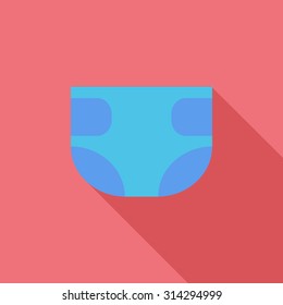 Diaper icon. Flat vector related icon with long shadow for web and mobile applications. It can be used as - logo, pictogram, icon, infographic element. Vector Illustration.