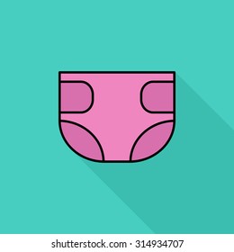 Diaper icon. Flat vector related icon with long shadow for web and mobile applications. It can be used as - logo, pictogram, icon, infographic element. Vector Illustration.