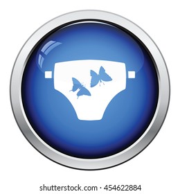 Diaper icon. Glossy button design. Vector illustration.