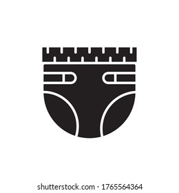 diaper Symbol-Glyphe Design Vektorgrafik. einzeln auf weißem Hintergrund