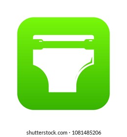 Diaper icon green vector isolated on white background