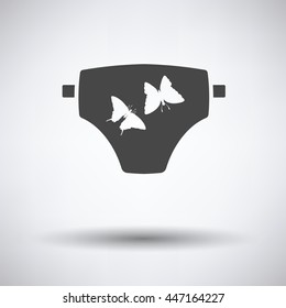 Diaper icon on gray background, round shadow. Vector illustration.