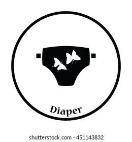 Diaper icon. Thin circle design. Vector illustration.