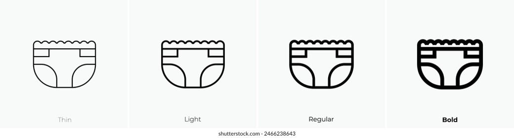 diaper icon. Thin, Light Regular And Bold style design isolated on white background