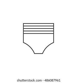 Diaper icon in thin outline style. Baby toddler elder urination piss