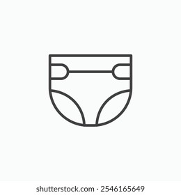 Icono de pañal en delgado contorno.