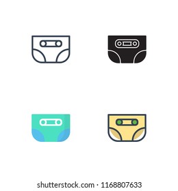 diaper icon vector with four different styles