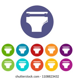 Diaper icons color set vector for any web design on white background