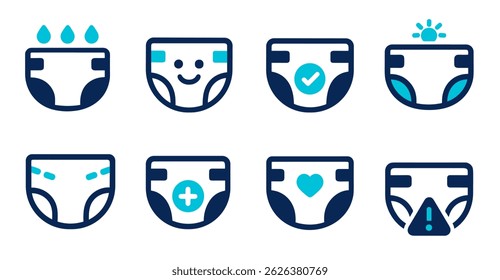 Conjunto de ocho Ilustraciones vectoriales para Productos de bebé y atención médica