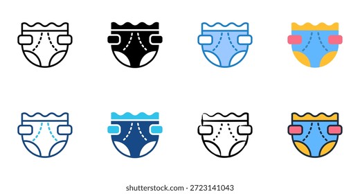 Los iconos del pañal establecen una colección de estilo múltiple. Trazo editable 

